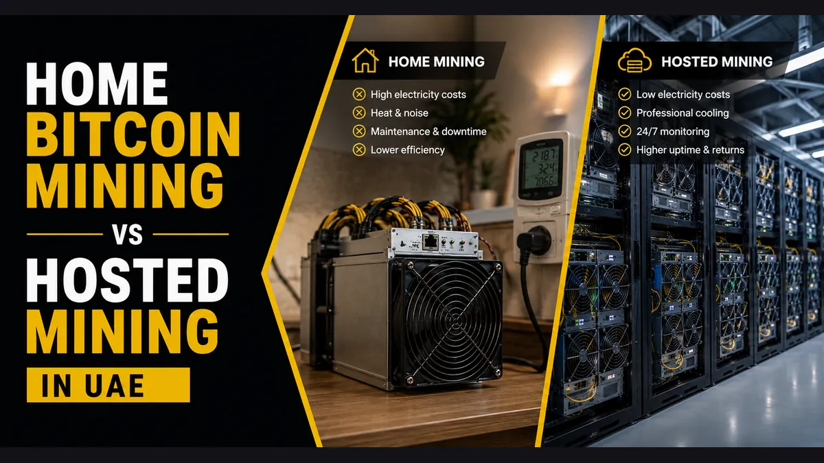 Home Bitcoin Mining vs Hosted Mining in UAE: Which Is Better? (2026)