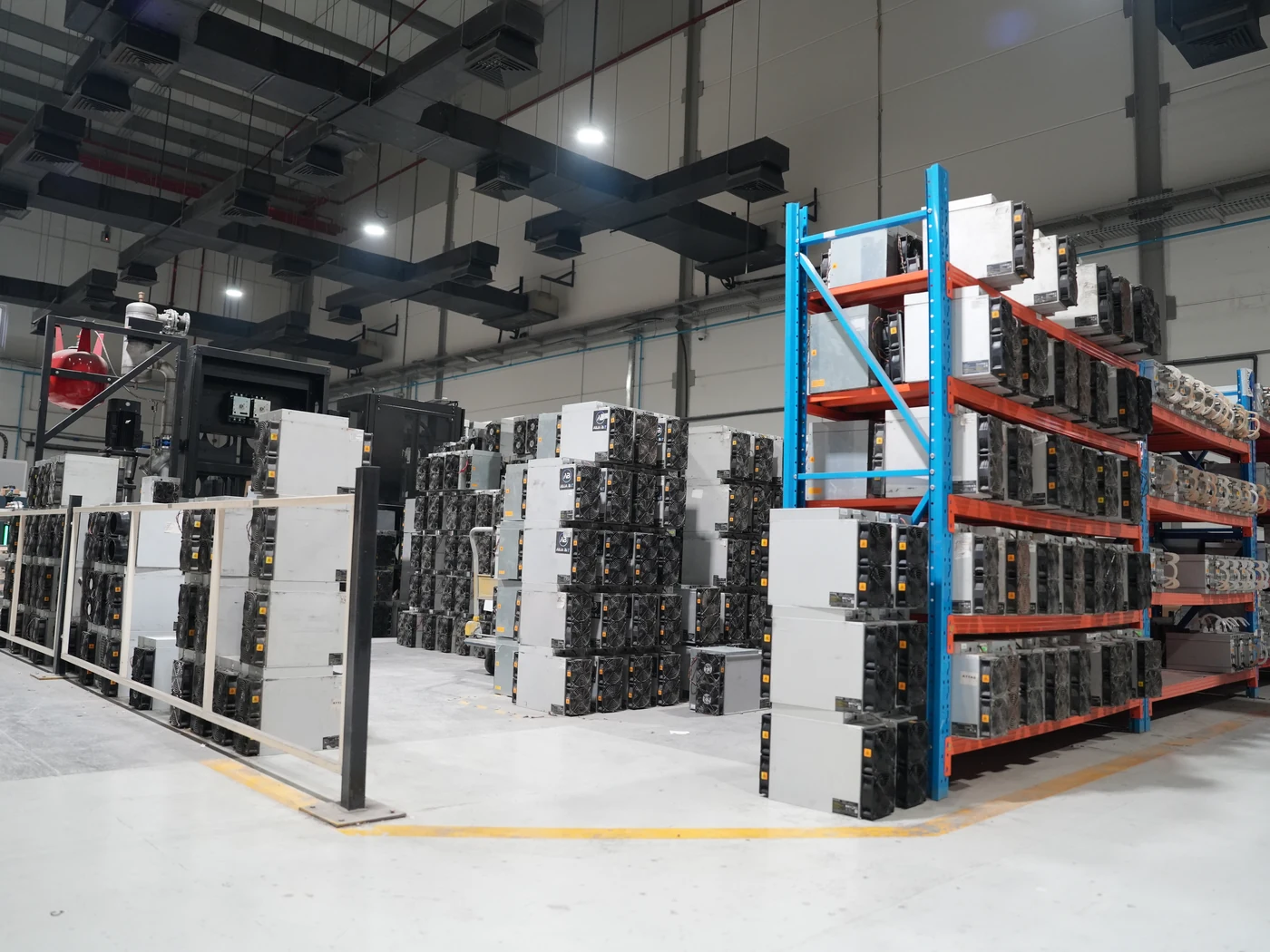 Hosted ASIC miners racked at the CryptoMiners Abu Dhabi facility