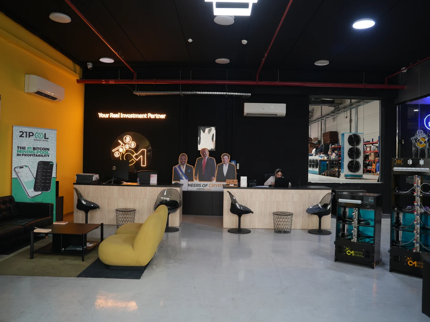 CryptoMiners showroom floor in Al Garhoud, Dubai