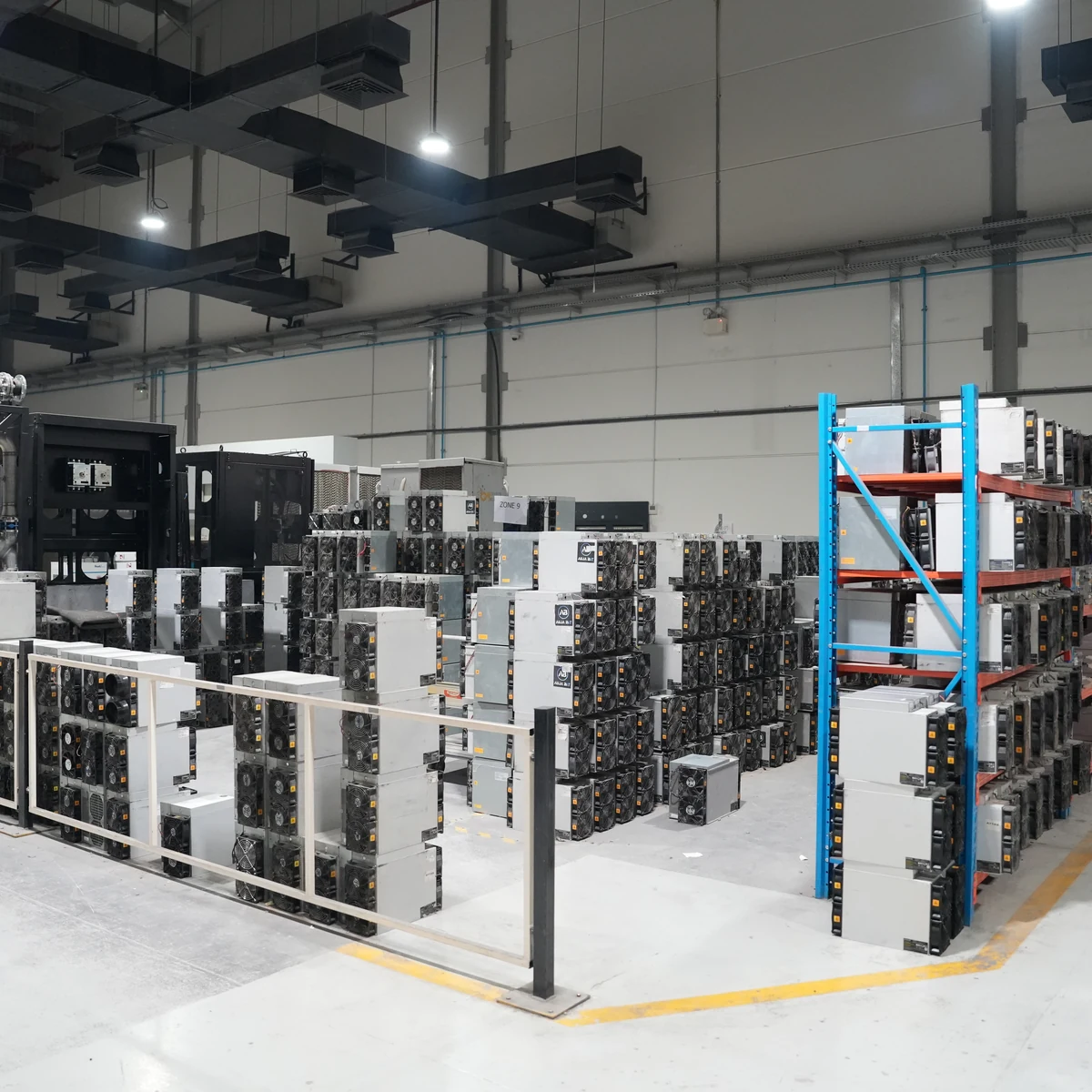 Antspace hydro containers and CryptoMiners units on the hosting floor